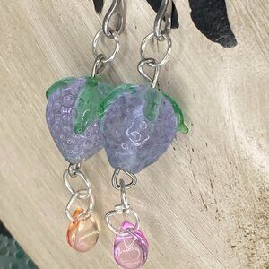 Light Pink Strawberry Tear Drop Earrings